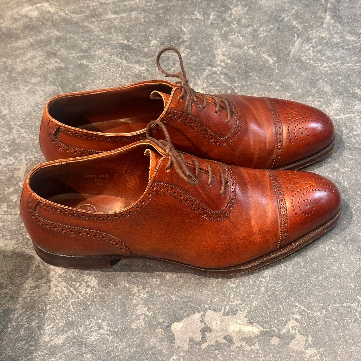 【Crockett&Jones】クロケット&ジョーンズ アルビオン セミブローグ カーフ ブラウン サイズUK7E 367ラスト