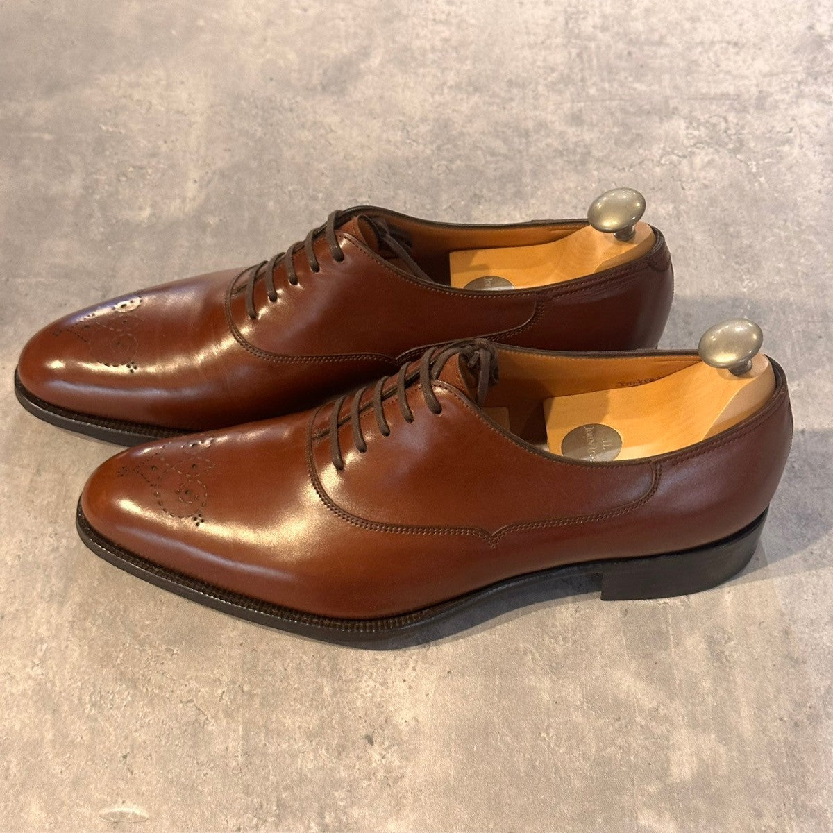 希少 美品【JOHN LOBB】ジョンロブ JOHN LOBB イヤーモデル 2007 メダリオン オックスフォード カーフ ブラウン サイズUK7.5E 1105ラスト