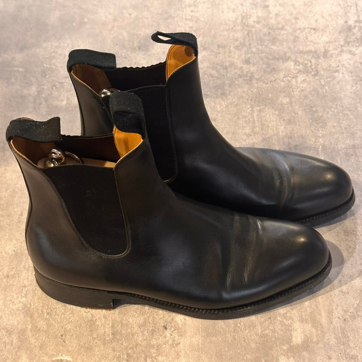 美品【J.M.WESTON】ジェイエムウエストン 705 サイドゴアブーツ チェルシーブーツ ボックスカーフ ブラック サイズUK7.5D 39ラスト