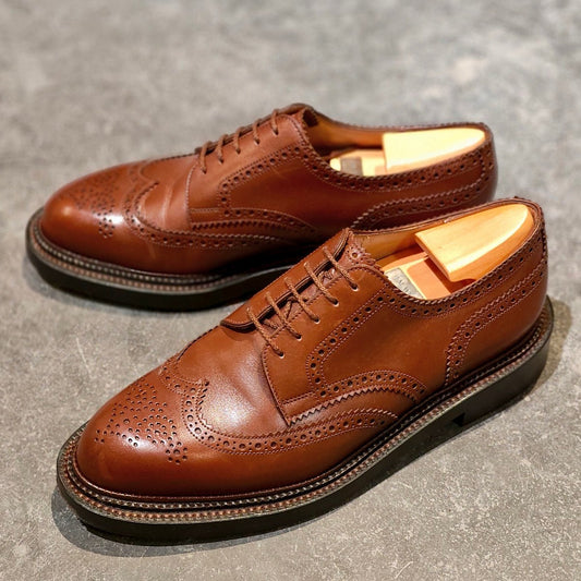 美品【J.M.WESTON】ジェイエムウエストン 590 トリプルソールダービー ウイングチップ カーフ タンブラウン サイズUK8D 25ラスト 参考定価￥297,000-