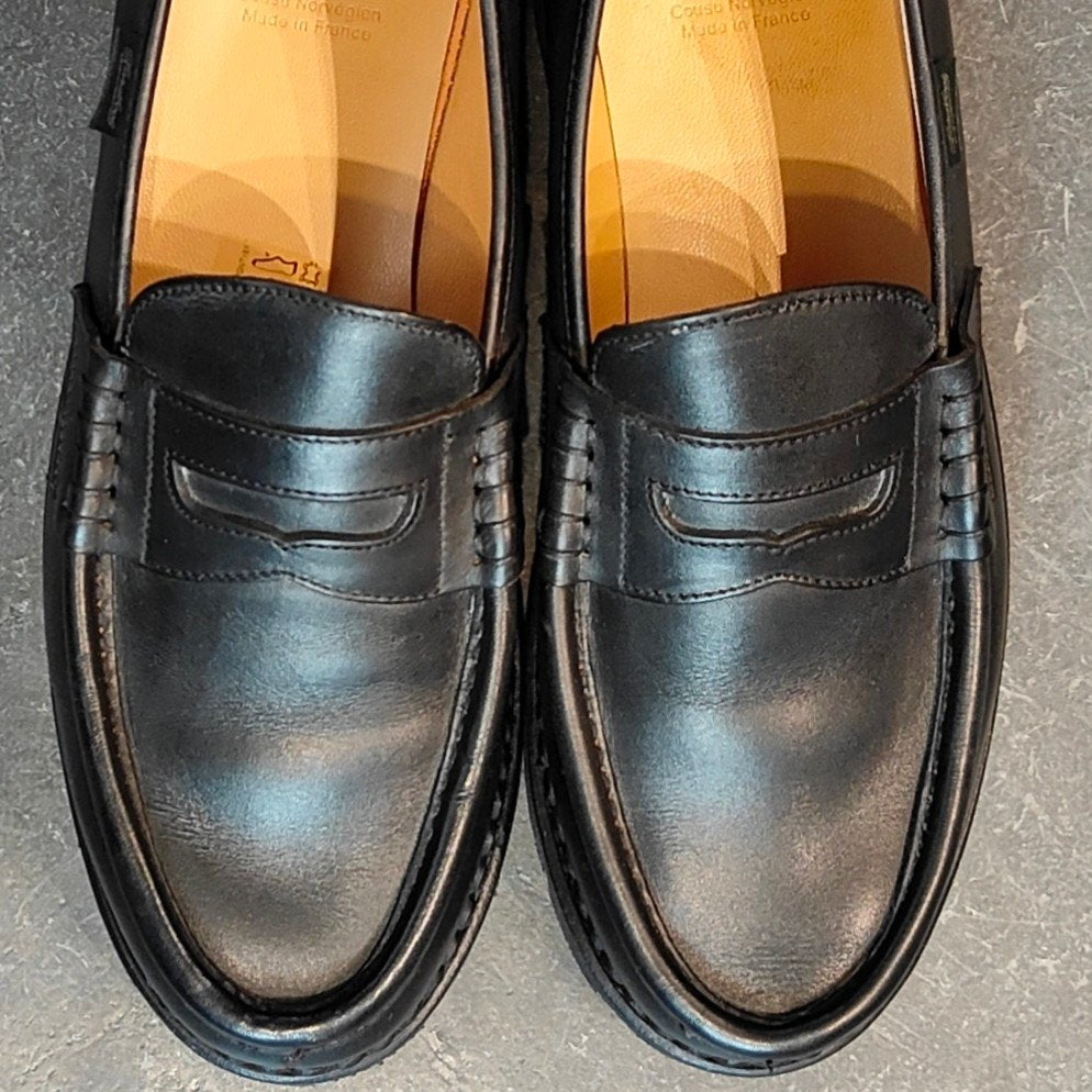 使用数回【Paraboot】パラブーツ ランス コインローファー リスレザー ブラック サイズUK8 定価￥94,600-