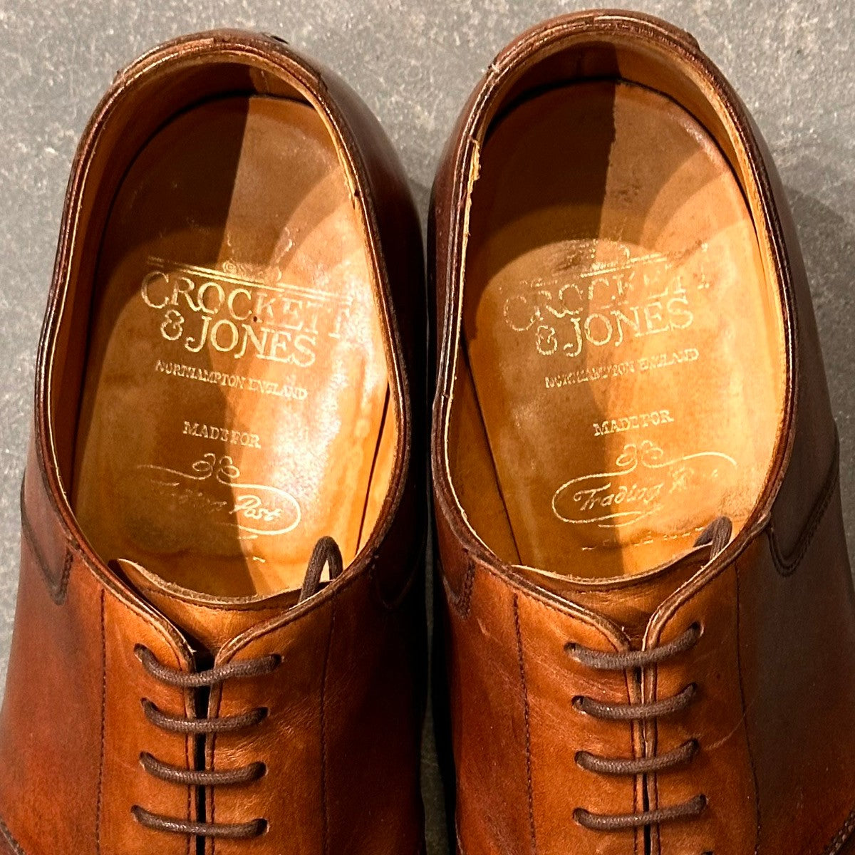 【CROCKETT&JONES】クロケット＆ジョーンズ サドルシューズ バーフォード トレーディングポスト別注 カーフ ブラウン サイズUK8E