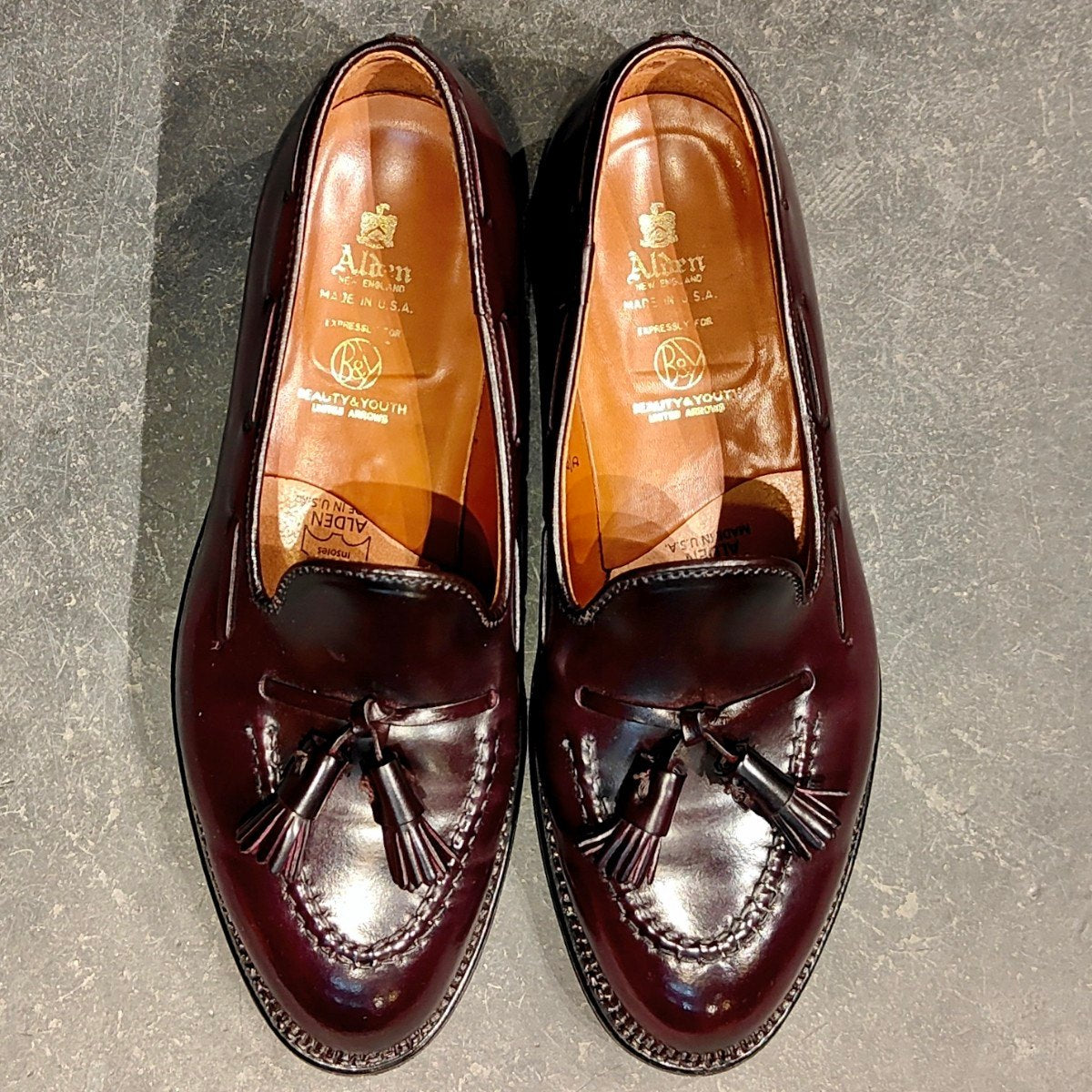希少 極美品 【ALDEN】オールデン ビューティ&ユース別注 3770 タッセルローファー コードバン ダークバーガンディ サイズUS8D アバディーンラスト