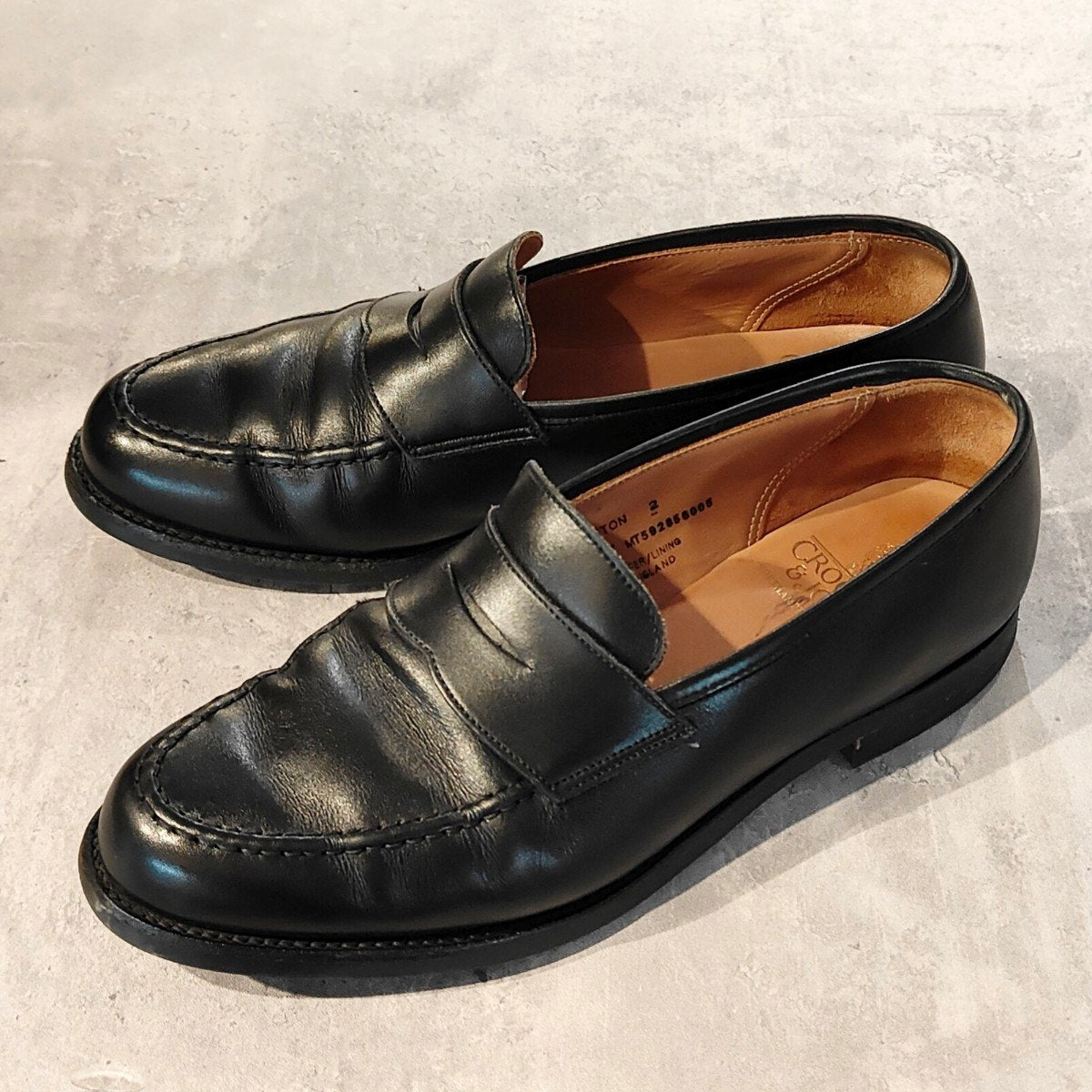 【Crockett&Jones】クロケット&ジョーンズ ボストン2 ローファー カーフ ブラック サイズUK7.5E 376ラスト 参考定価￥143,000-