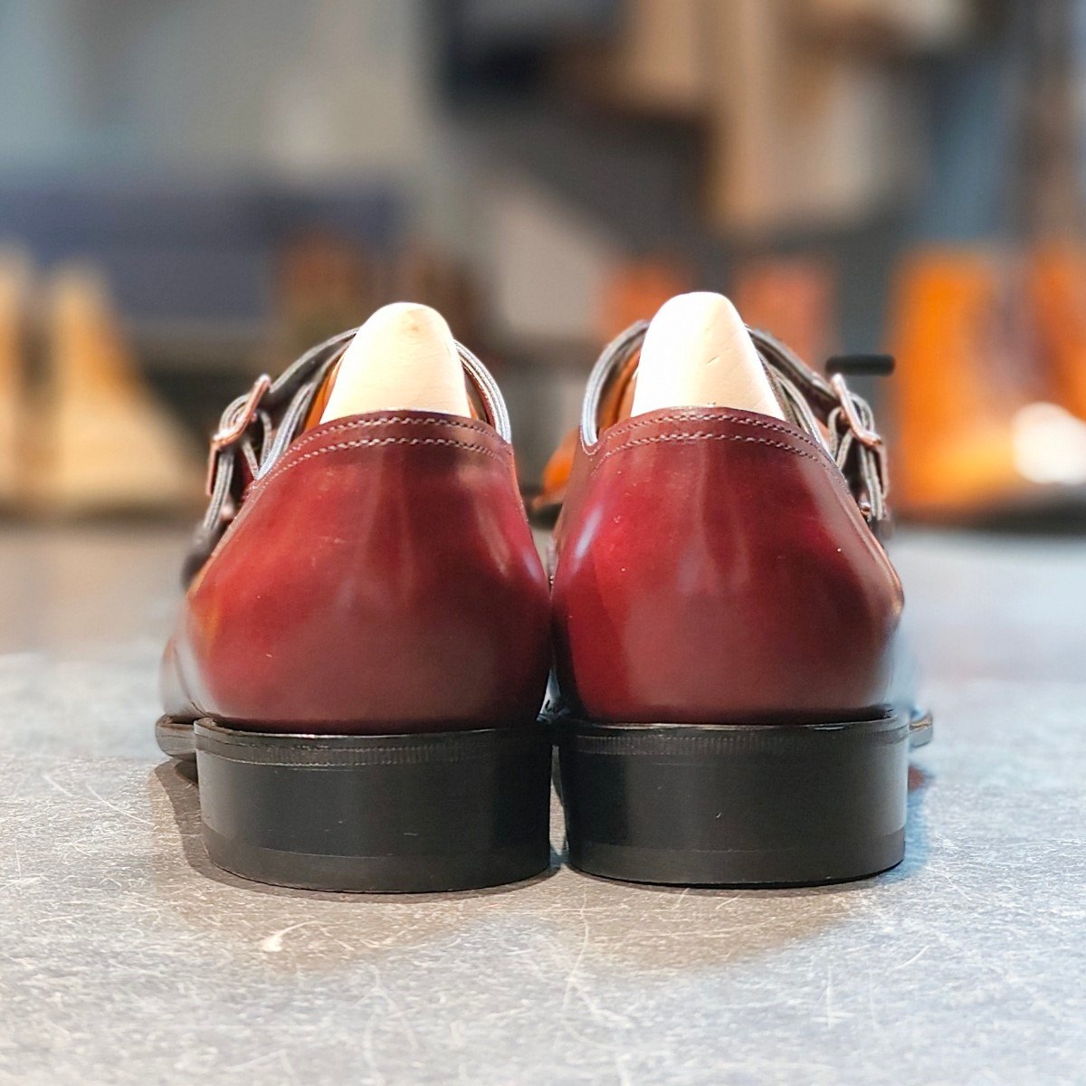 使用数回 パターンオーダー品 【JOHN LOBB】ジョンロブ フィリップ2 ダブルバックル ダブルモンク カーフ バーガンディ サイズ UK5.5E  7000ラスト 定価￥312,400-