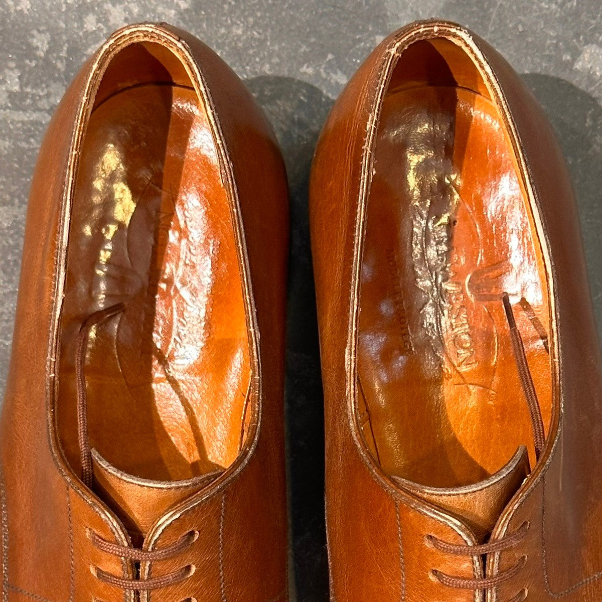 【J.M.WESTON】ジェイエムウエストン 500 ストレートチップ 旧ロゴ カーフ ブラウン サイズUK6.5 61ラスト