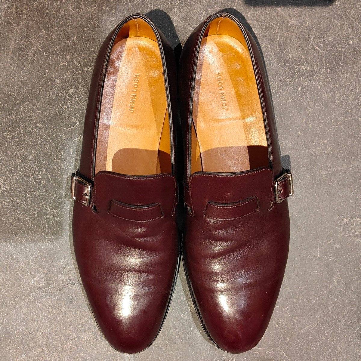 使用数回【JOHN LOBB】ジョンロブ デラーノ2  プレステージライン シングルモンク  ローファー カーフ バーガンディ サイズ UK8E 8695ラスト 参考定価￥352,000-