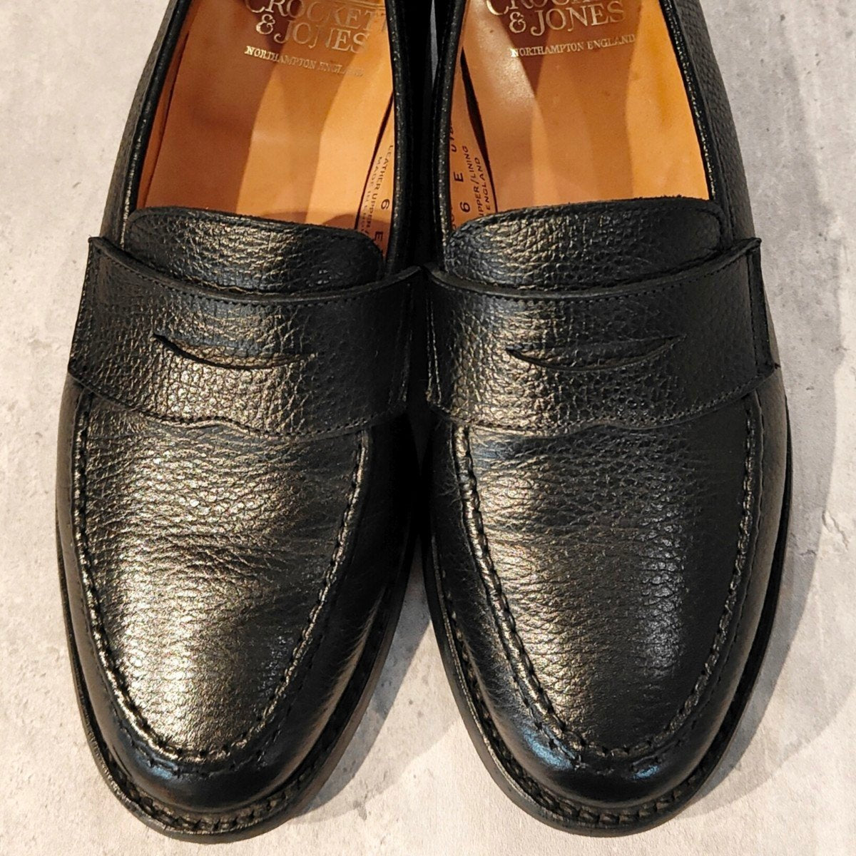 極美品【Crockett&Jones】クロケット&ジョーンズ ボストン ローファー グレインレザー ブラック サイズUK6E 314ラスト 参考定価￥143,000-