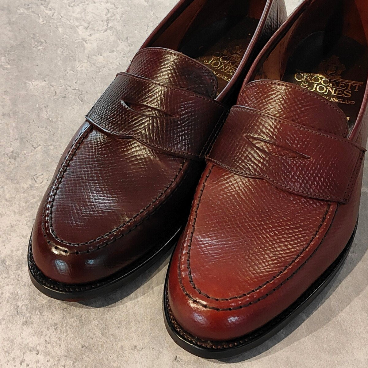 希少 試着程度【Crockett&Jones】クロケット&ジョーンズ  ハーバード2 コインローファー ハッチグレインコードバン バーガンディ サイズUK6E 376ラスト