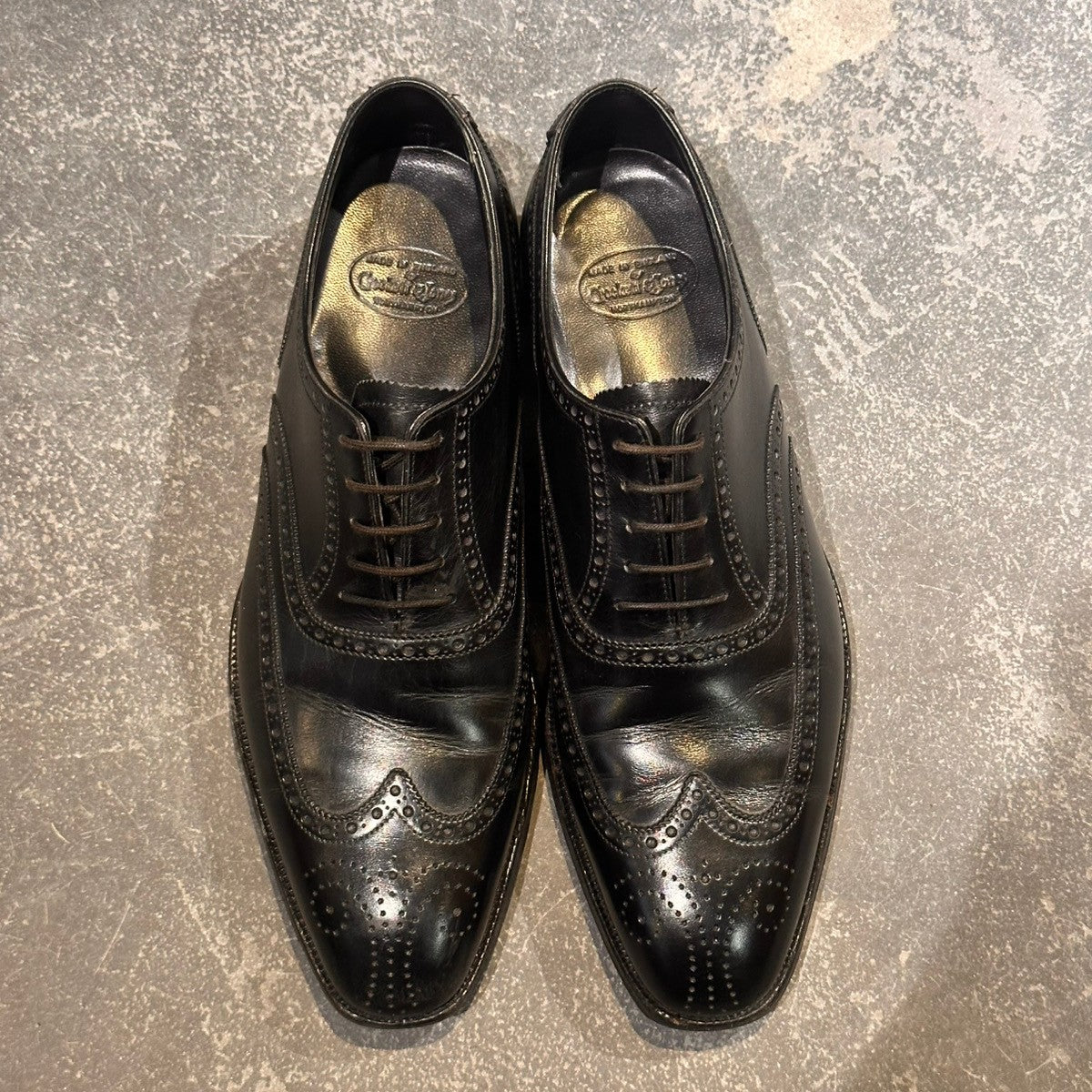 【CROCKETT&JONES】クロケット&ジョーンズ フルブローグ カーフ ブラック サイズUK7D