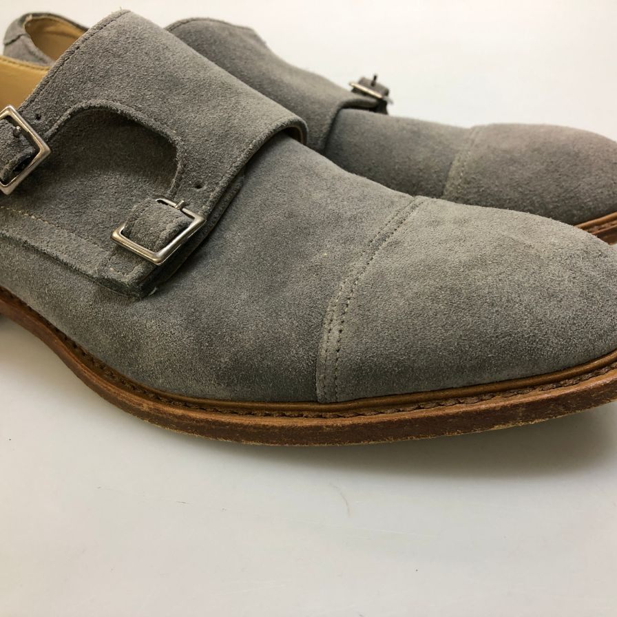 【Paraboot】パラブーツ レザーシューズ ダブルモンク スエード メンズ グレー サイズUK8.5