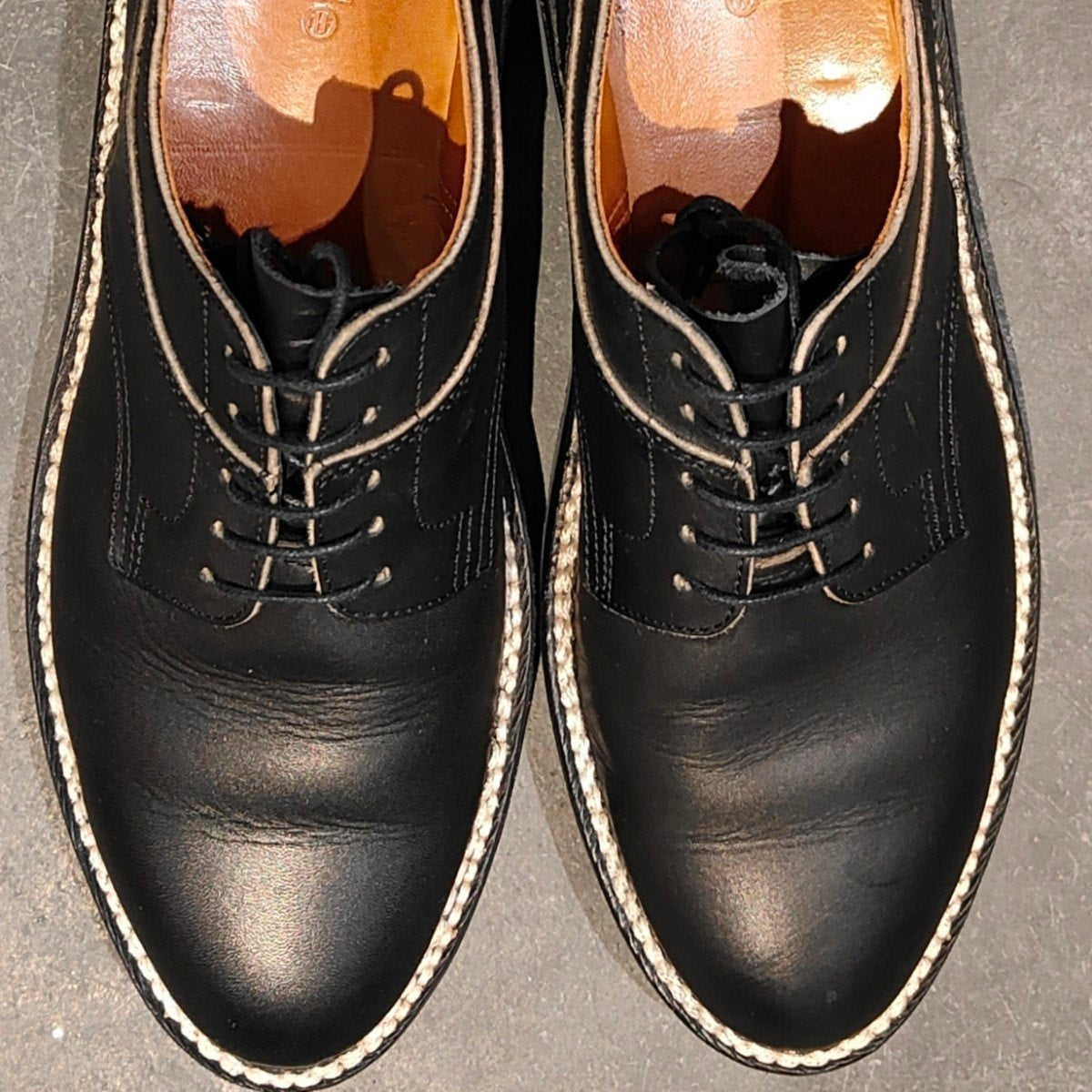 使用数回【BONTEMPS】ボンタン プレーントゥ オイルドカーフレザーブラック サイズ42 参考定価定価￥64,900-