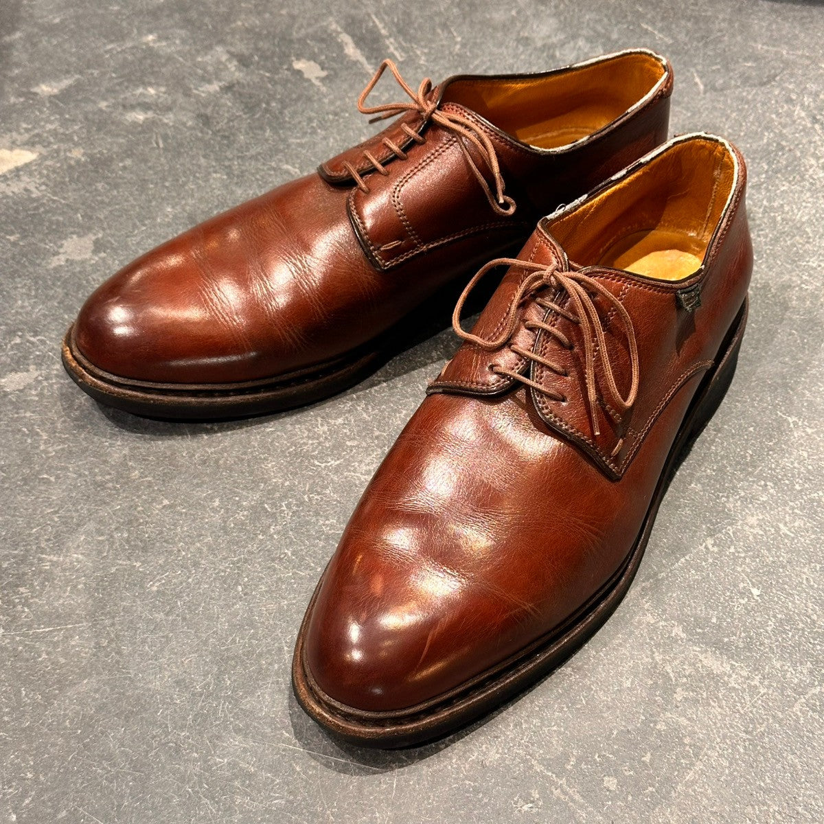 【PARABOOT】パラブーツ 6076 プレーントゥ カーフ ブラウン サイズUK7.5