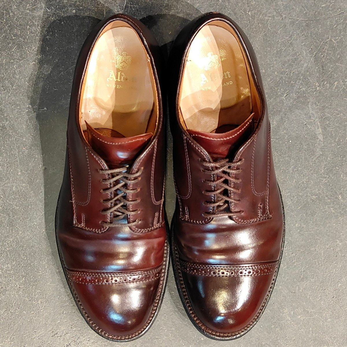 美品 【ALDEN】オールデン 56201 パンチドキャップトゥ コードバン ダークバーガンディ サイズ US7D モディファイドラスト 参考定価￥211,200-