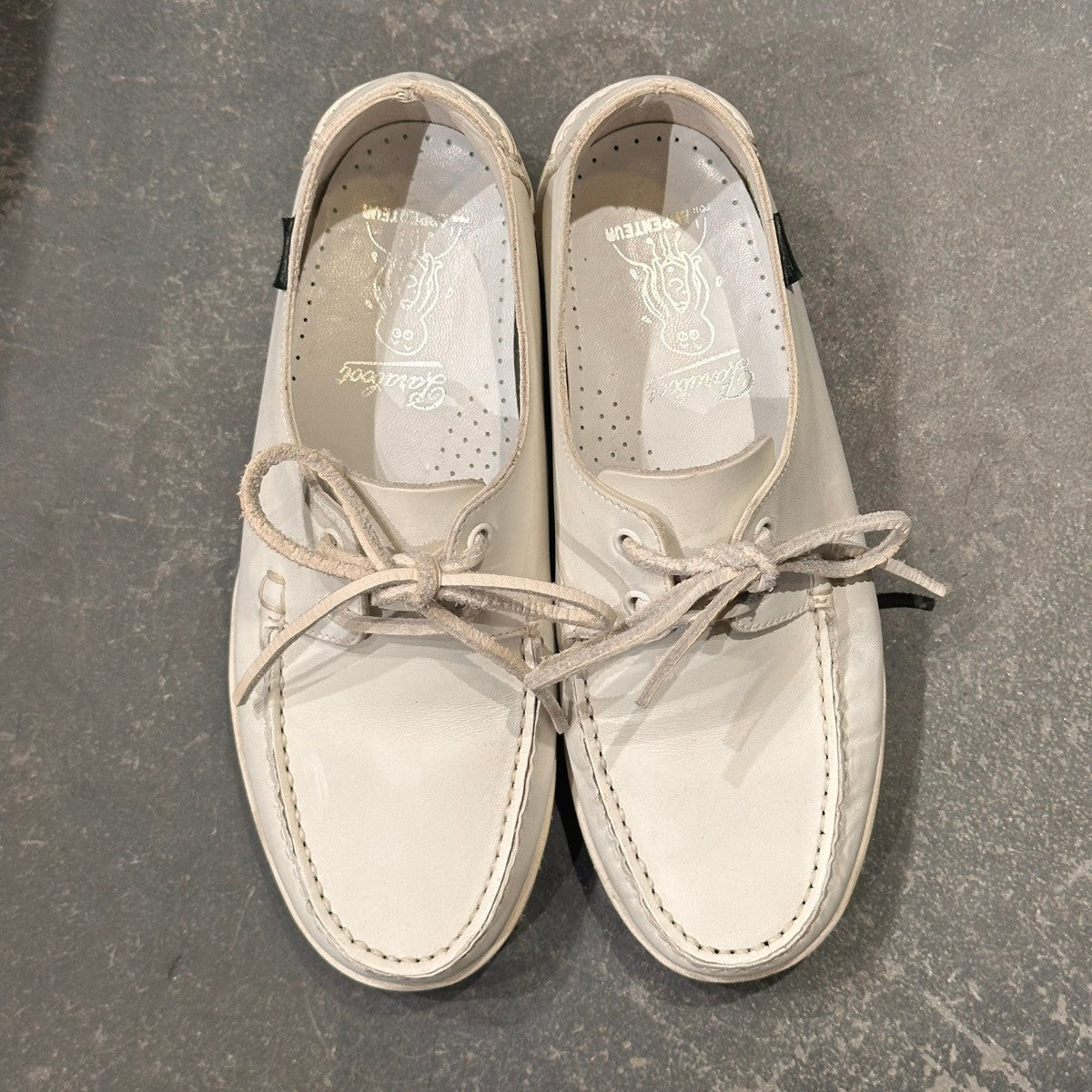 【PARABOOT】パラブーツ 1018 アーペントル別注 デッキシューズ カーフ ホワイト サイズUK6