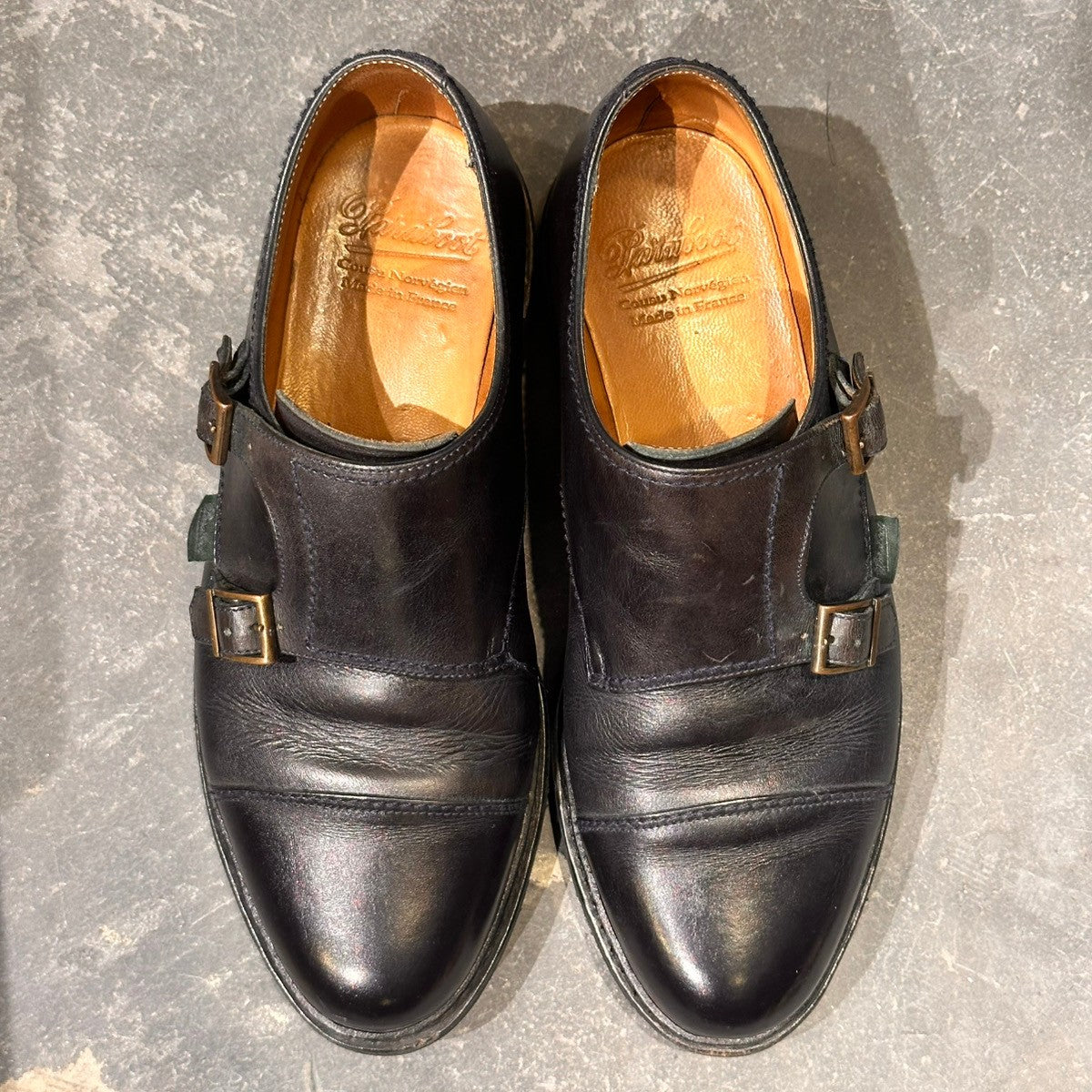 【PARABOOT】パラブーツ ウィリアム ダブルモンク カーフ ダークネイビー サイズUK7