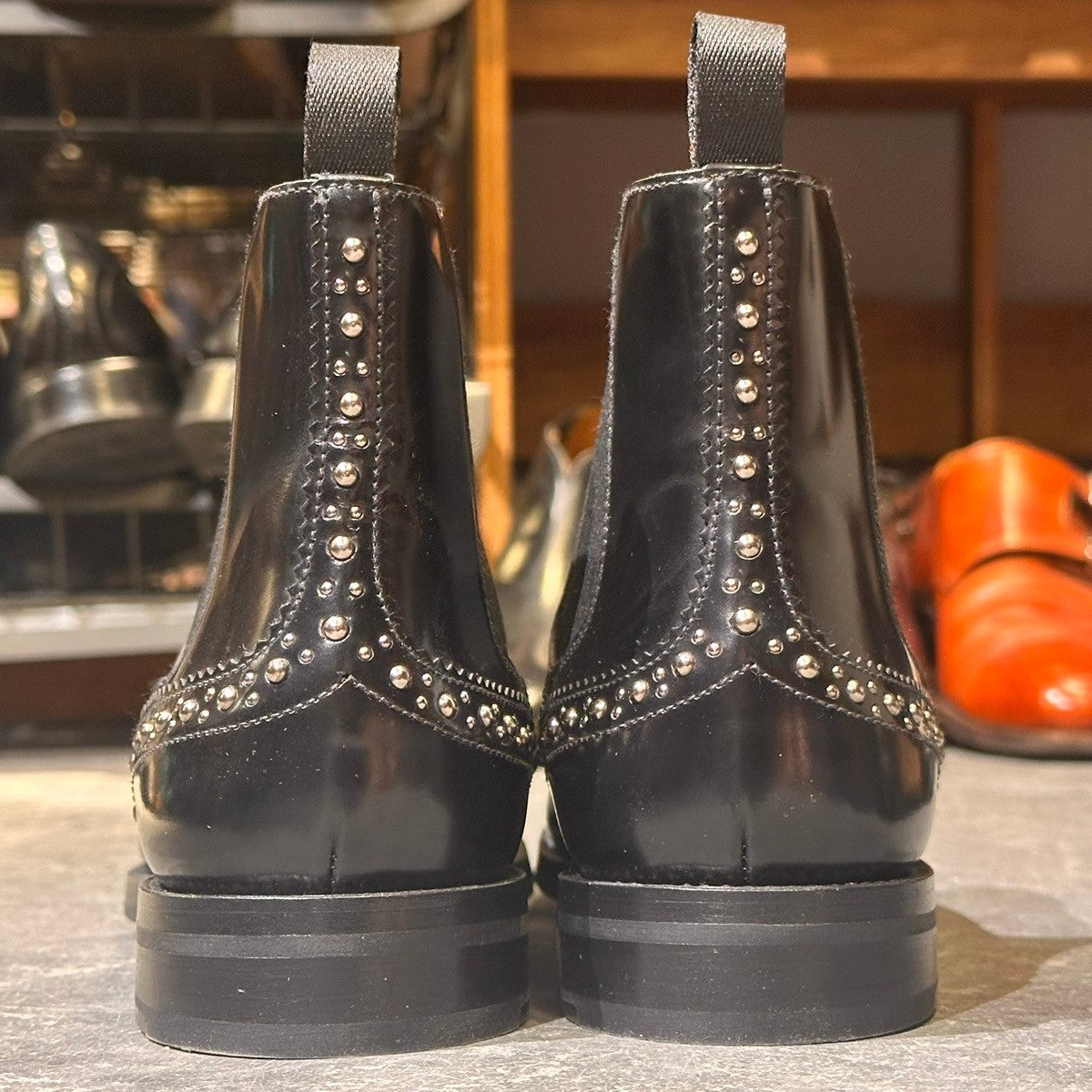 試着程度【Church's】チャーチ ケッツビー KETSBY ショートブーツ サイドゴア スタッズ ポリッシュドバインダーカーフ ブラック サイズ37 81ラスト
