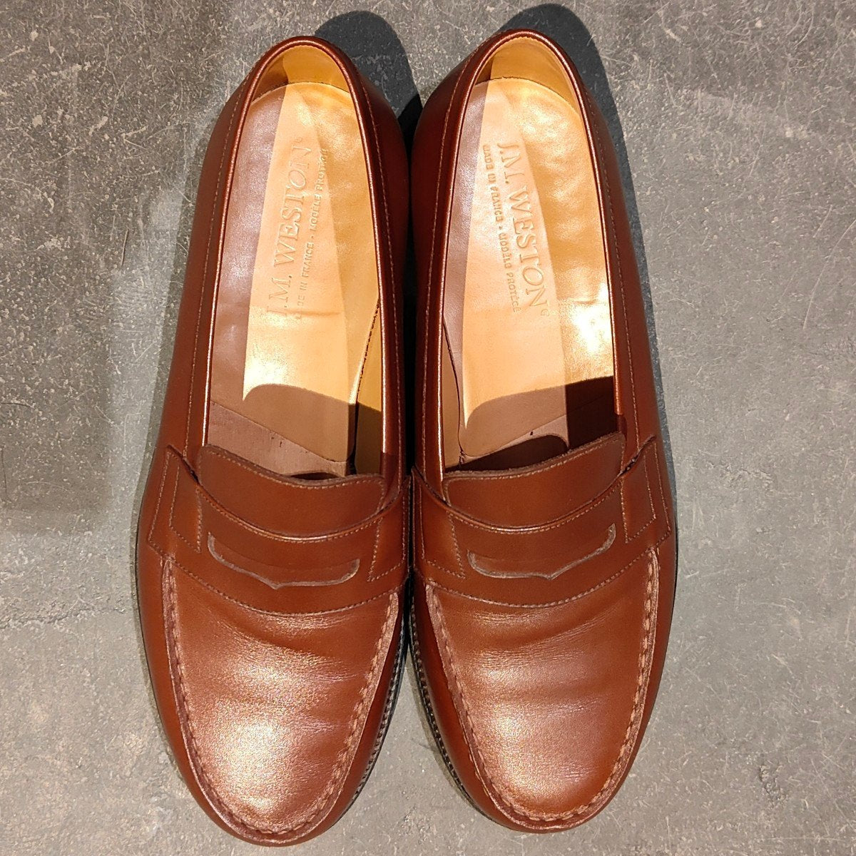 極美品 【J.M.WESTON】ジェイエムウエストン 180 シグニチャーローファー ボックスカーフ タンブラウン サイズUK6.5D 41ラスト 参考定価￥165,000-