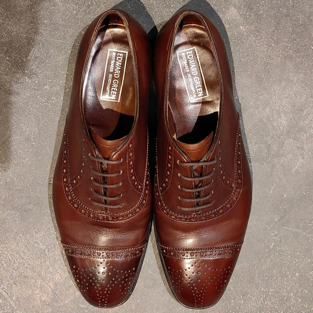 美品【EDWARD GREEN】エドワードグリーン アスキス セミブローグ カーフ ダークオークアンティーク サイズ UK6E 808ラスト