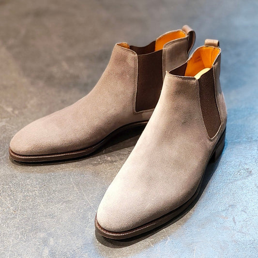 使用数回 パターンオーダー品 【JOHNLOBB】ジョンロブ チューダー サイドゴアブーツ スエード グレー サイズ UK5.5E 7000ラスト