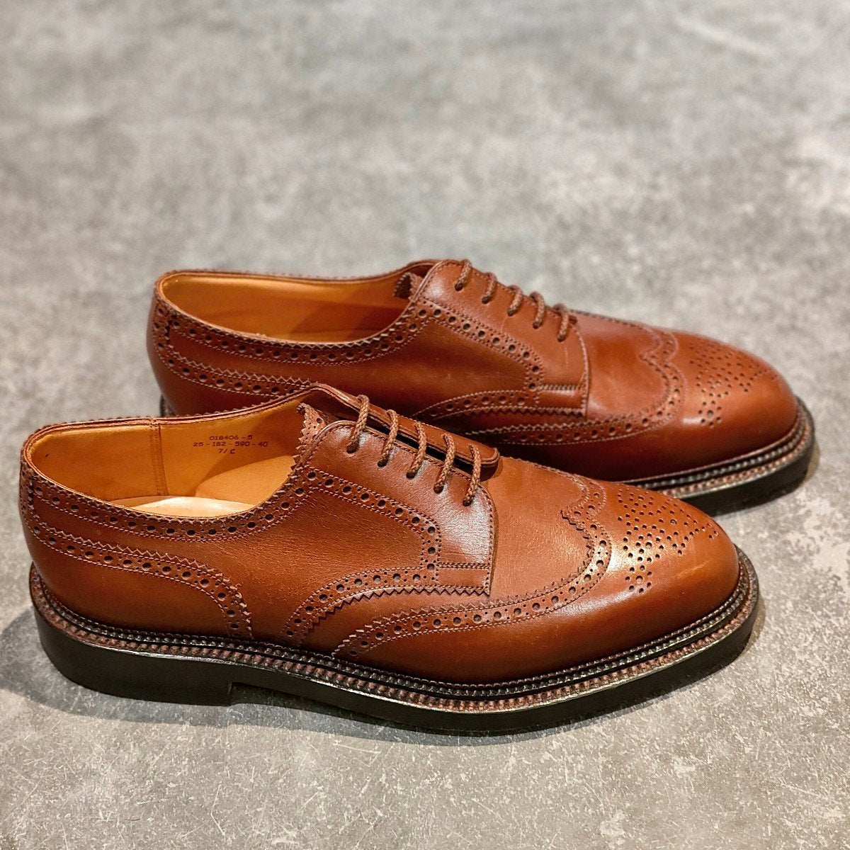 使用数回【J.M.WESTON】ジェイエムウエストン 590 トリプルソールダービー ウイングチップ カーフ タンブラウン サイズUK7.5C 25ラスト 参考定価￥297,000-