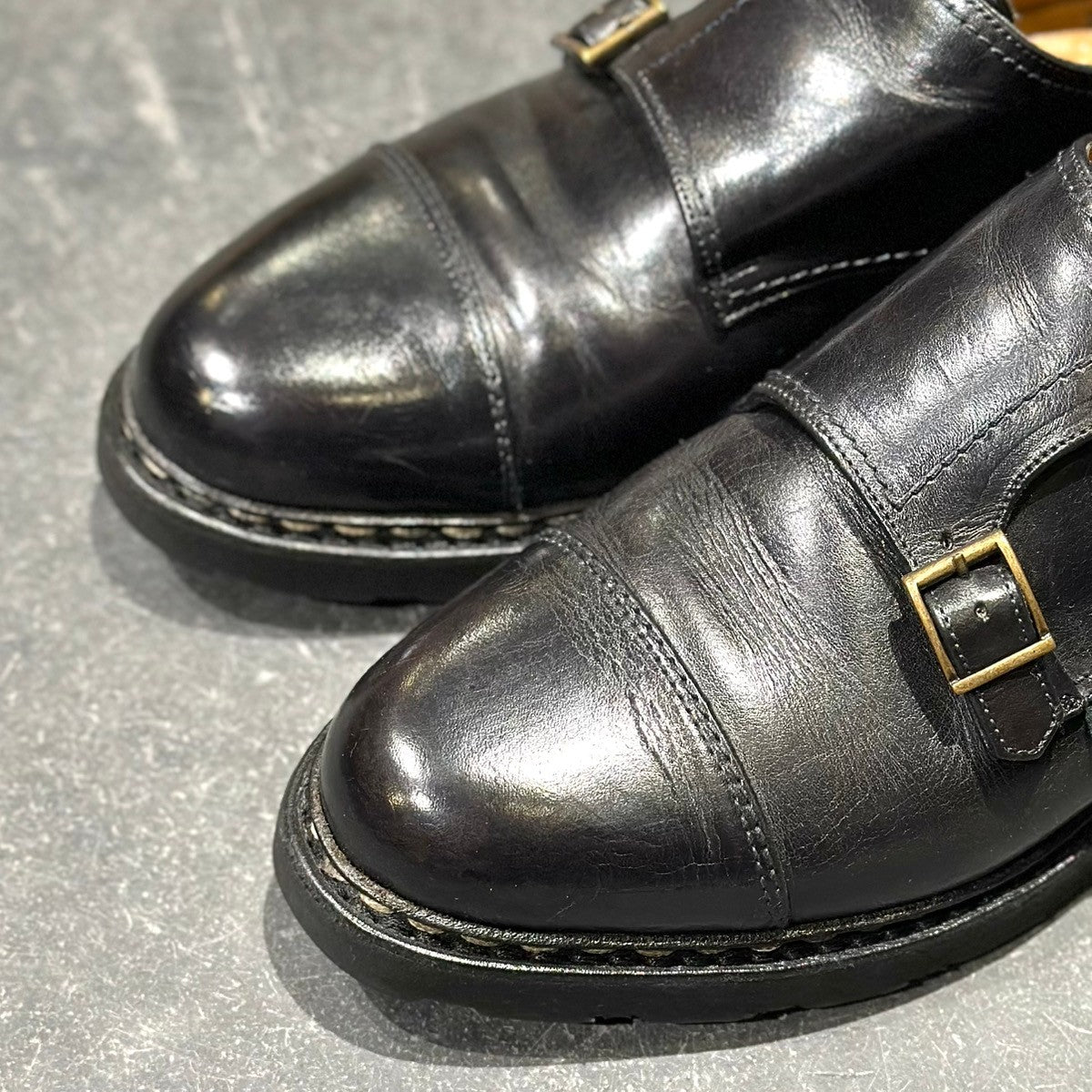 【PARABOOT】パラブーツ ウィリアム ダブルモンク カーフ ブラック サイズUK7