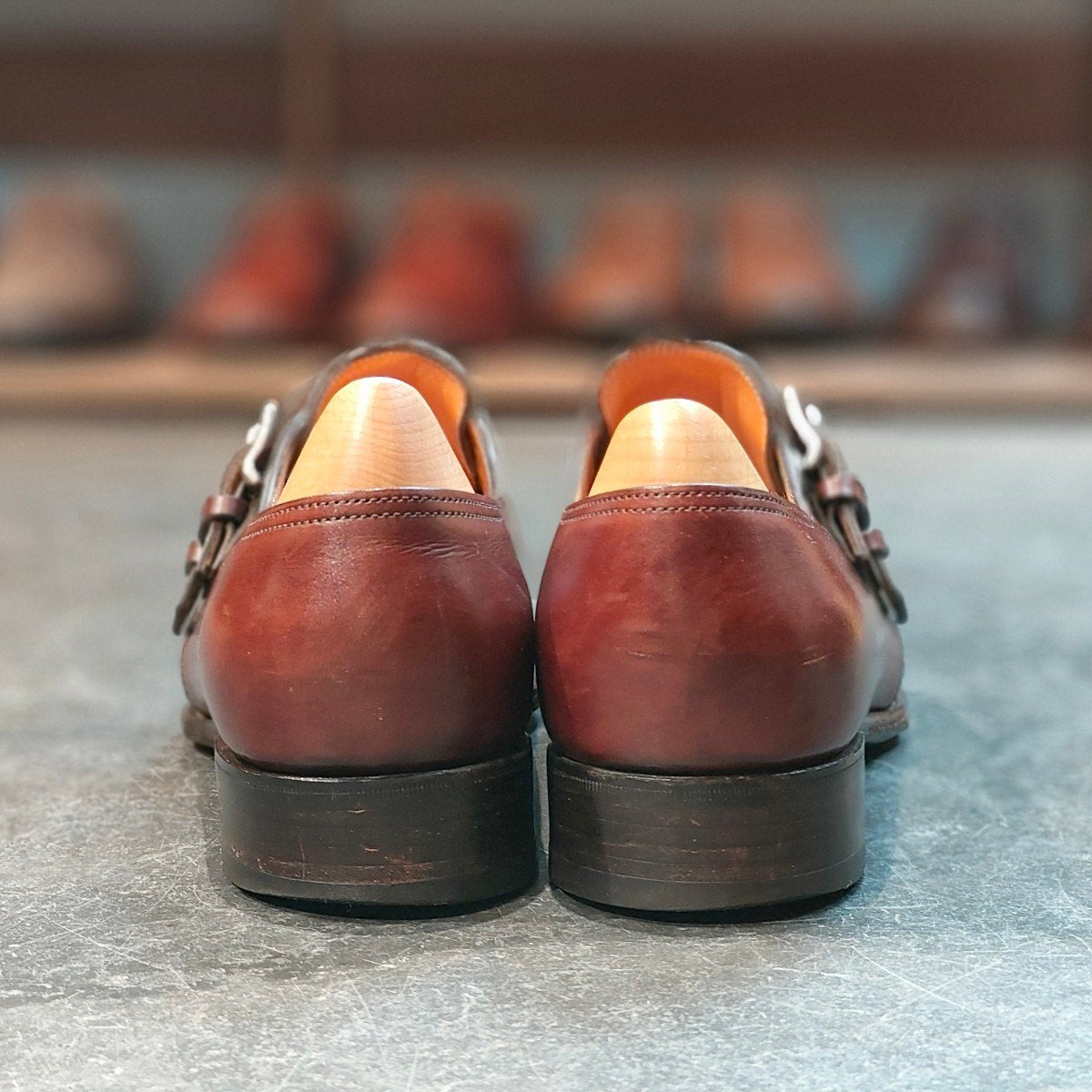 希少 【JOHN LOBB】ジョンロブ ナセビー ダブルモンクストラップ カーフ ブラウン サイズ 7E 7000ラスト