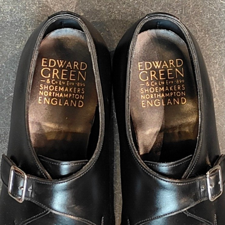 希少 美品 【EDWARD GREEN】エドワードグリーン クラップハム シングルモンク Uチップ カーフ ブラック サイズ UK7.5E 82ラスト