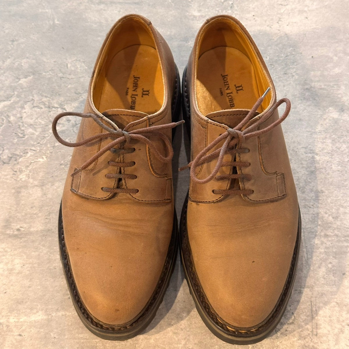【JOHNLOBB】ジョンロブ ユタ コテージライン ユタ プレーントゥ ヌバックレザー ブラウン サイズUK5.5相当 8695ラスト