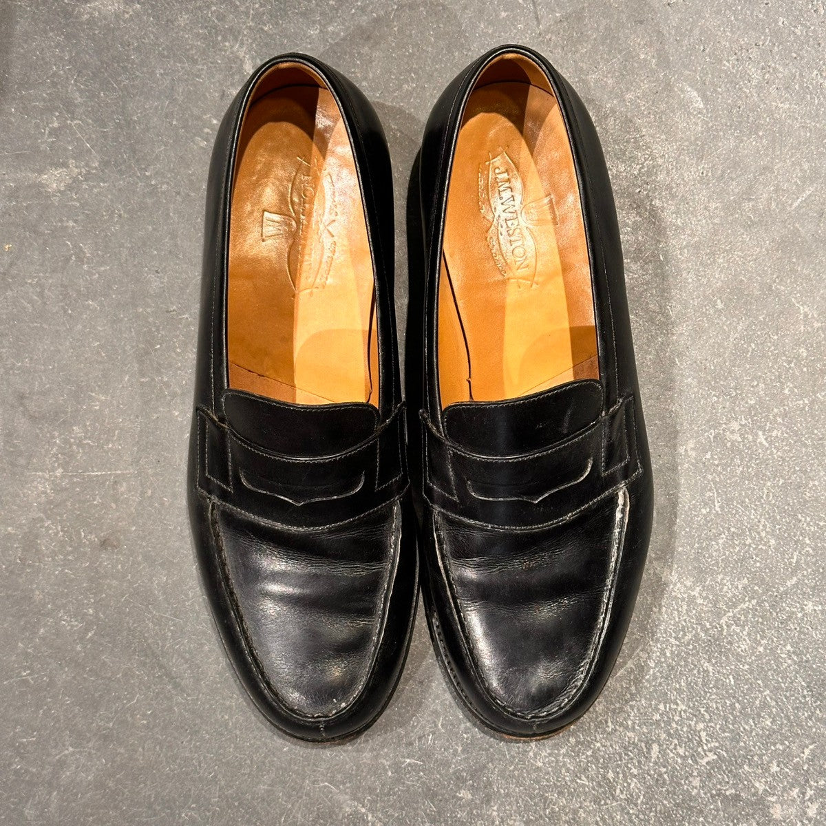 【J.M.WESTON】ジェイエムウエストン 180 シグニチャーローファー ボックスカーフ ブラック サイズUK8.5E 41ラスト