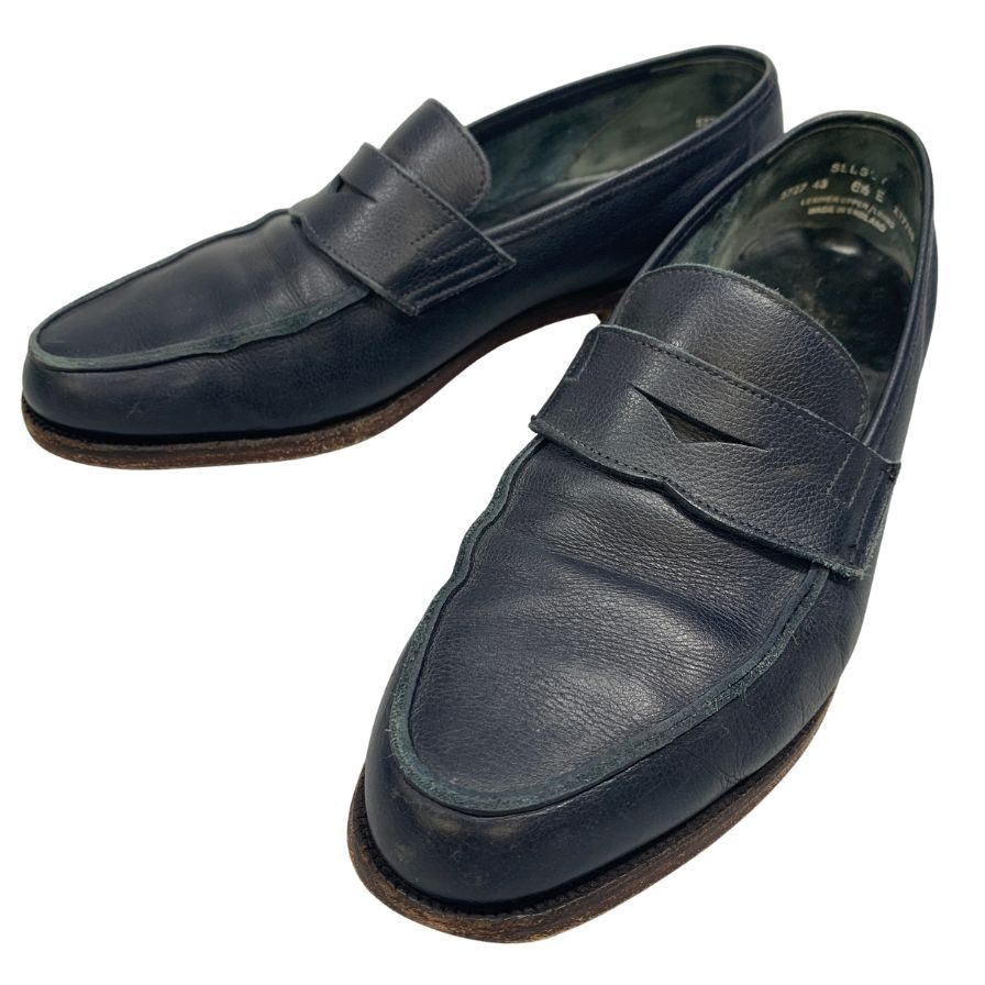 【CROCKETT&JONES】クロケット＆ジョーンズ トレーディングポスト別注 レザーシューズ アンラインド ローファー セルハースト グレインレザー UK6.5E ネイビー SELHURST