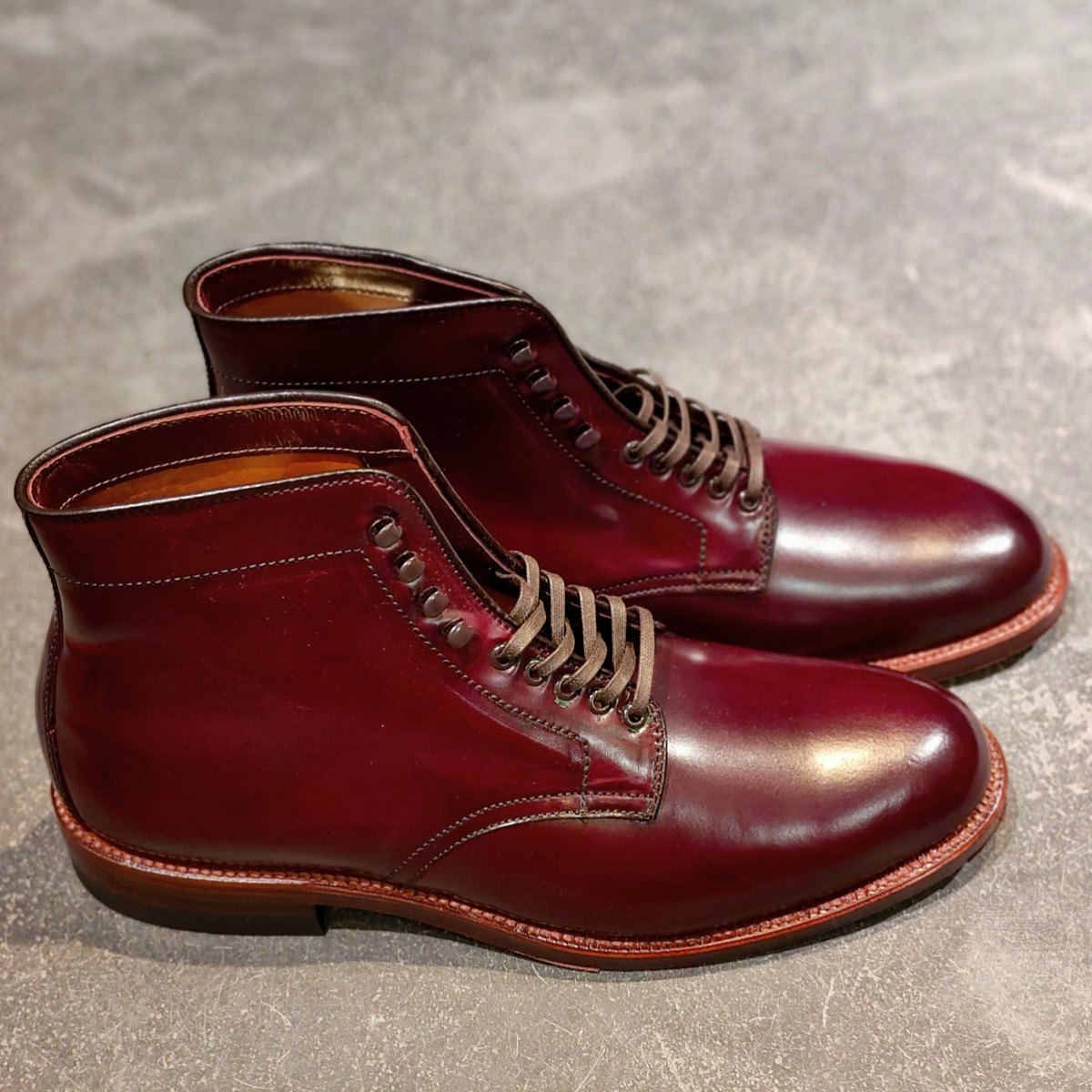 未使用【ALDEN】オールデン レザーソウル別注 45298H プレーントゥブーツ コードバン ダークバーガンディ サイズ US8.5D バリーラスト