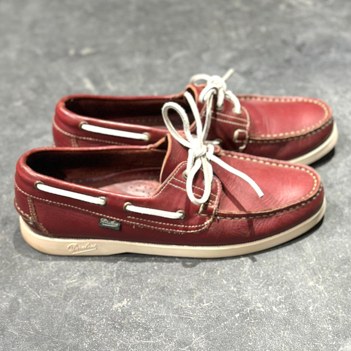 【PARABOOT】パラブーツ 0510 レザーデッキシューズ カーフ バース バーガンディ サイズUK7