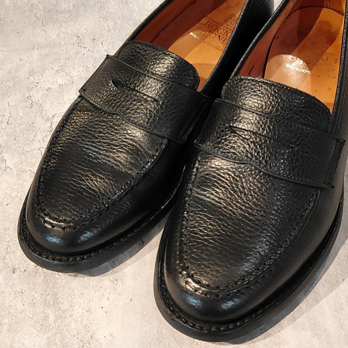 極美品【Crockett&Jones】クロケット&ジョーンズ ボストン ローファー グレインレザー ブラック サイズUK6E 314ラスト 参考定価￥143,000-