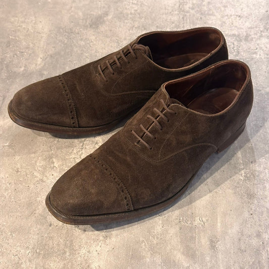 【CROCKETT&JONES】クロケット＆ジョーンズ ベルグレイプ パンチドキャップトゥ スエード ブラウン サイズUK8E