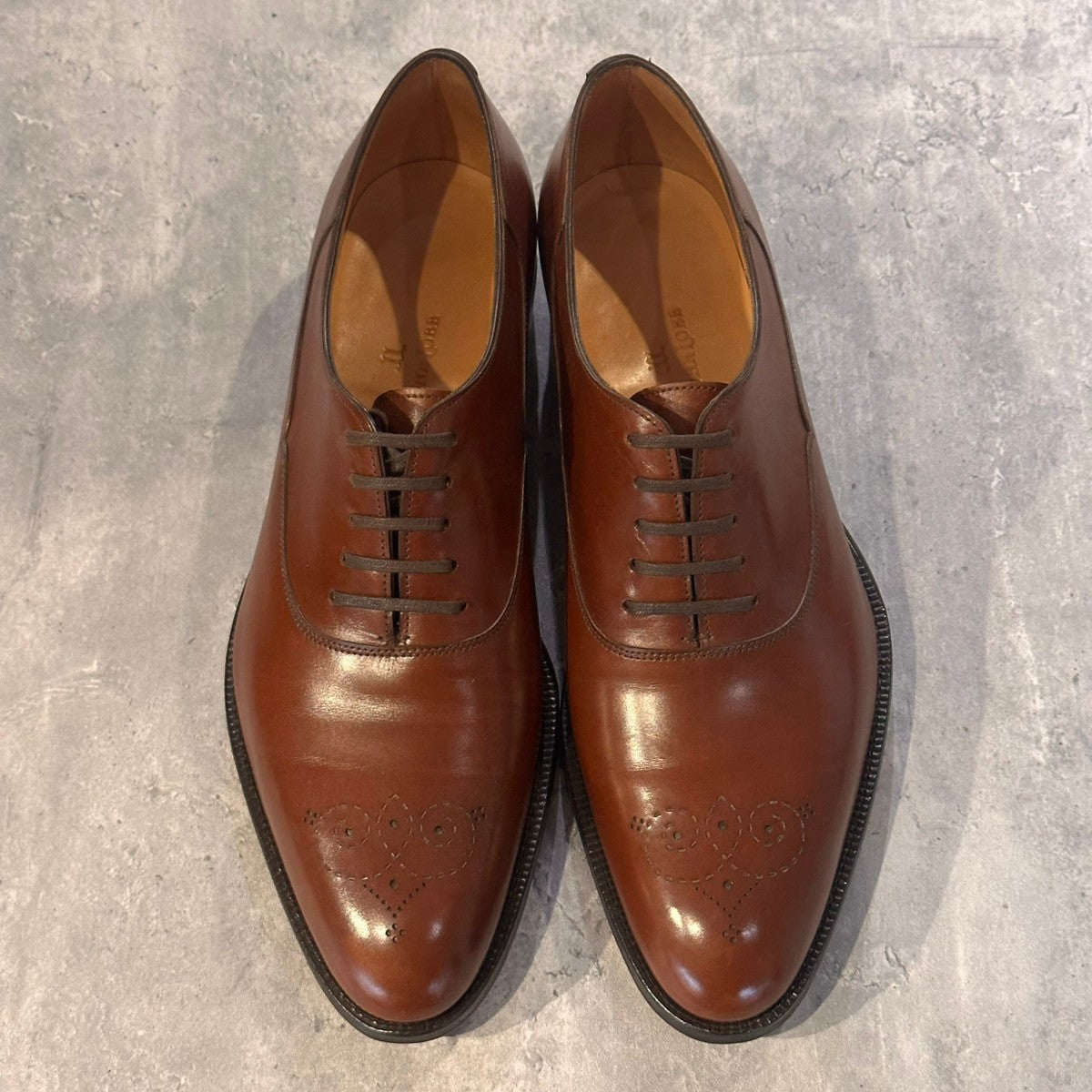 希少 美品【JOHN LOBB】ジョンロブ JOHN LOBB イヤーモデル 2007 メダリオン オックスフォード カーフ ブラウン サイズUK7.5E 1105ラスト