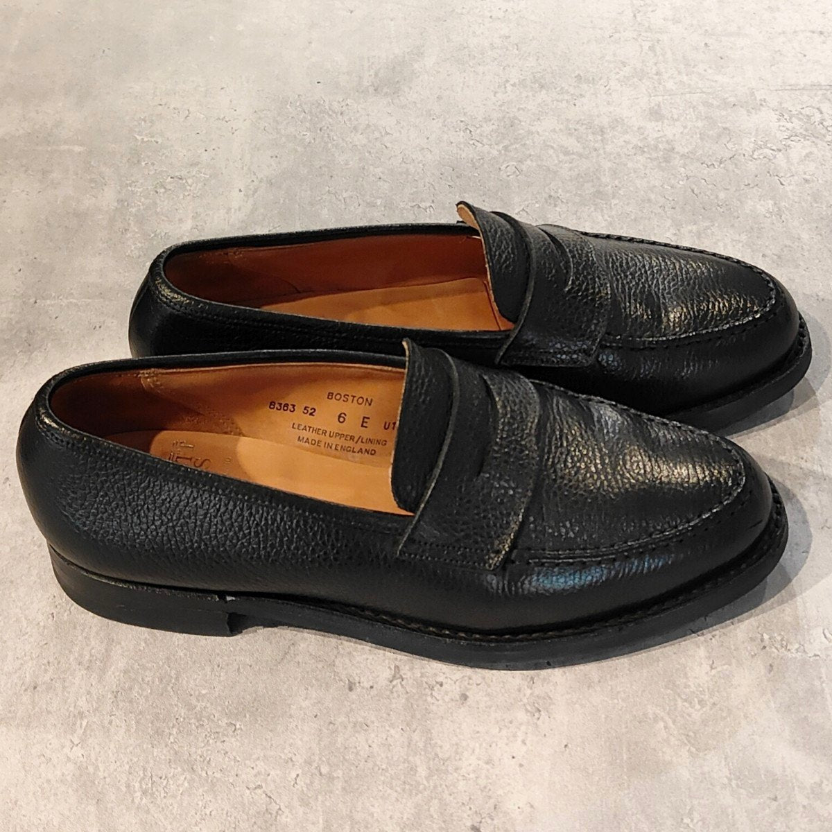 極美品【Crockett&Jones】クロケット&ジョーンズ ボストン ローファー グレインレザー ブラック サイズUK6E 314ラスト 参考定価￥143,000-