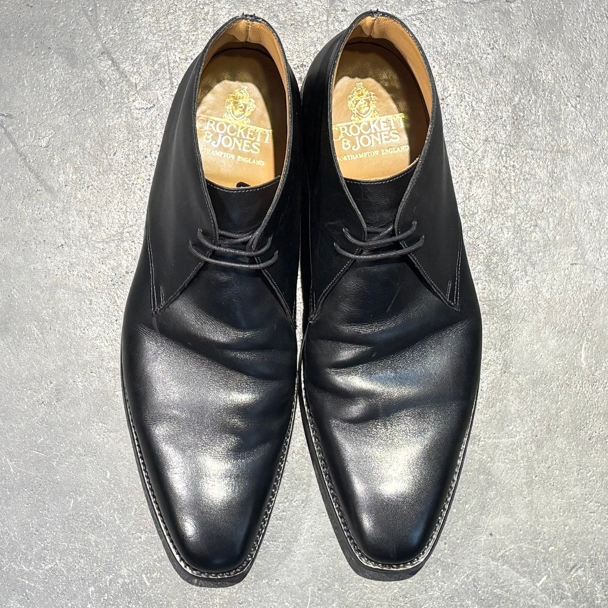 【CROCKETT&JONES】クロケット&ジョーンズ チャッカブーツ テットベリー カーフ ブラック サイズ UK9E