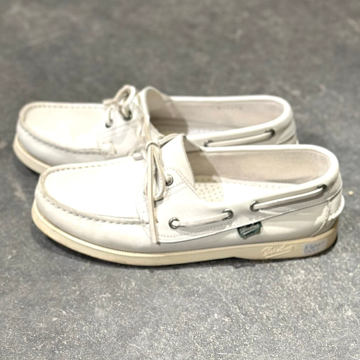 美品【PARABOOT】パラブーツ バース デッキシューズ カーフ ホワイト サイズ5.5