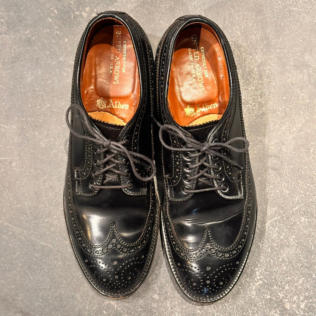 【ALDEN】オールデン 58853 ユナイテッドアローズ別注 58853 LWB フルブローグ コードバン ブラック サイズUS7D モディファイドラスト