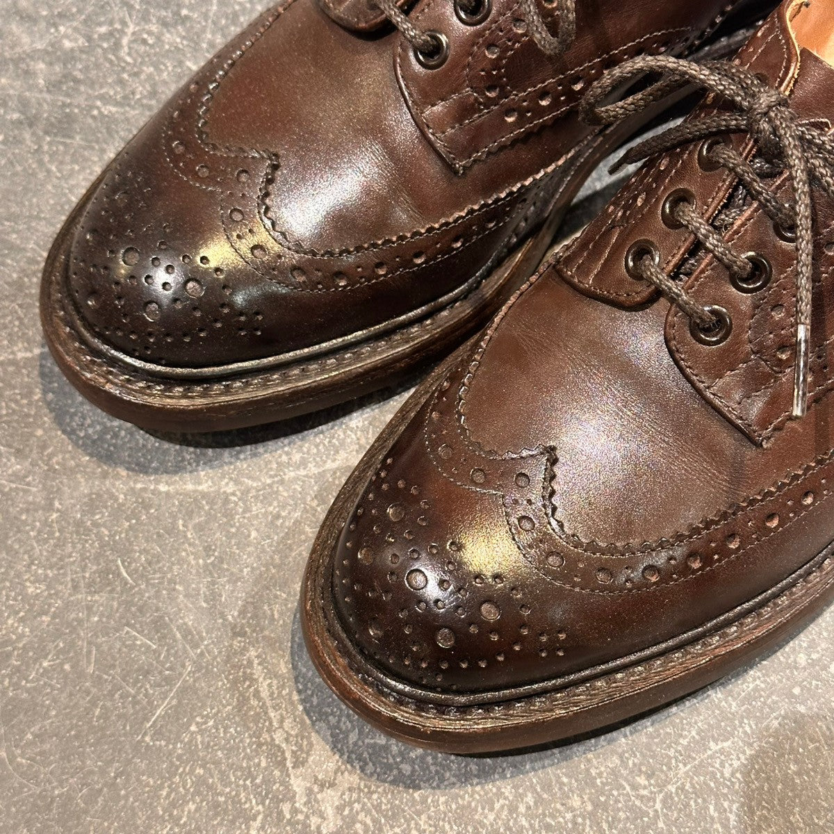 【Tricker's】トリッカーズ バートン ウィングチップ カーフ エスプレッソバーニッシュ サイズUK7.5