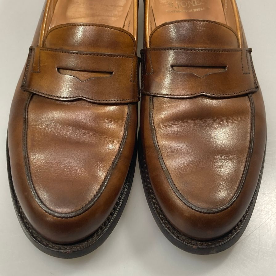 【Crockett&Jones】クロケット&ジョーンズ ローファー グランサム2 ペニー コイン カーフ レザー ブラウン メンズ サイズUK7.5E