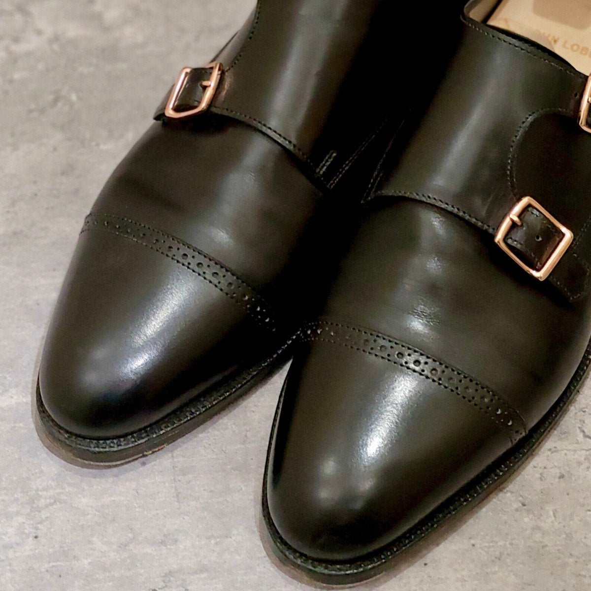 極美品【JOHN LOBB】ジョンロブ フィリップ2 ダブルバックル カーフ ブラック サイズUK6.5E 7000ラスト参考定価¥349,800-