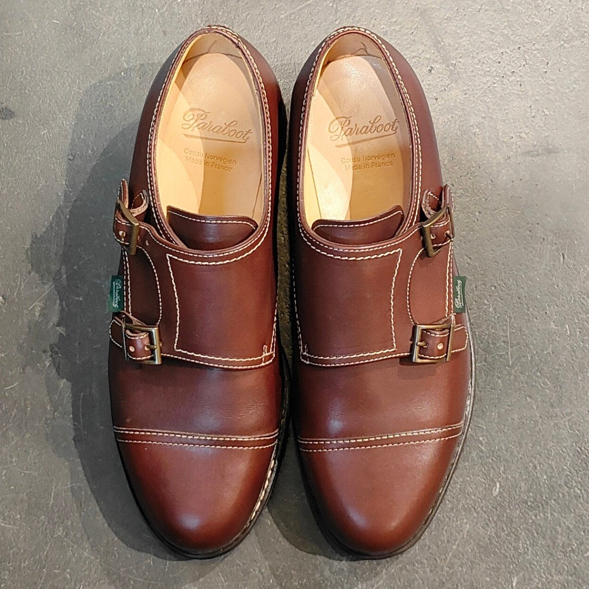 新品未使用 【Paraboot】パラブーツ ウィリアム ダブルモンク カーフ カフェ サイズ UK7 定価￥96,800-