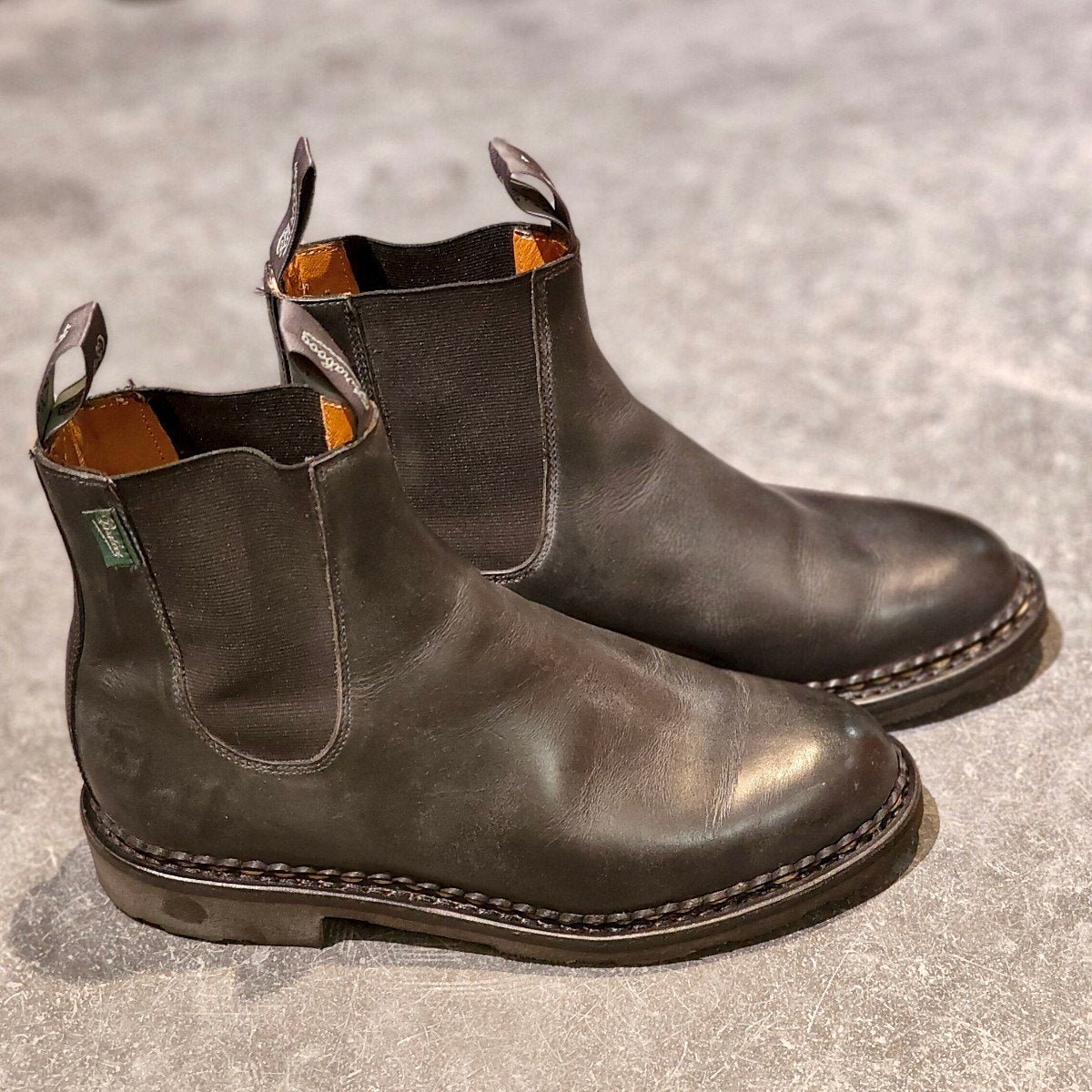 美品【Paraboot】パラブーツ マネージ サイドゴアブーツ リスレザー ブラック サイズUK5 参考定価￥103,400-