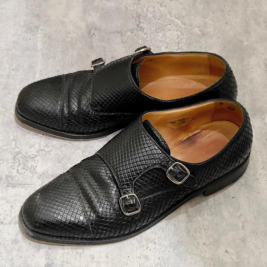 【F.lli Giacometti】フラテッリジャコメッティ FG502 ビジネスシューズ パイソン ブラック（黒） サイズ 40.5 ラスト