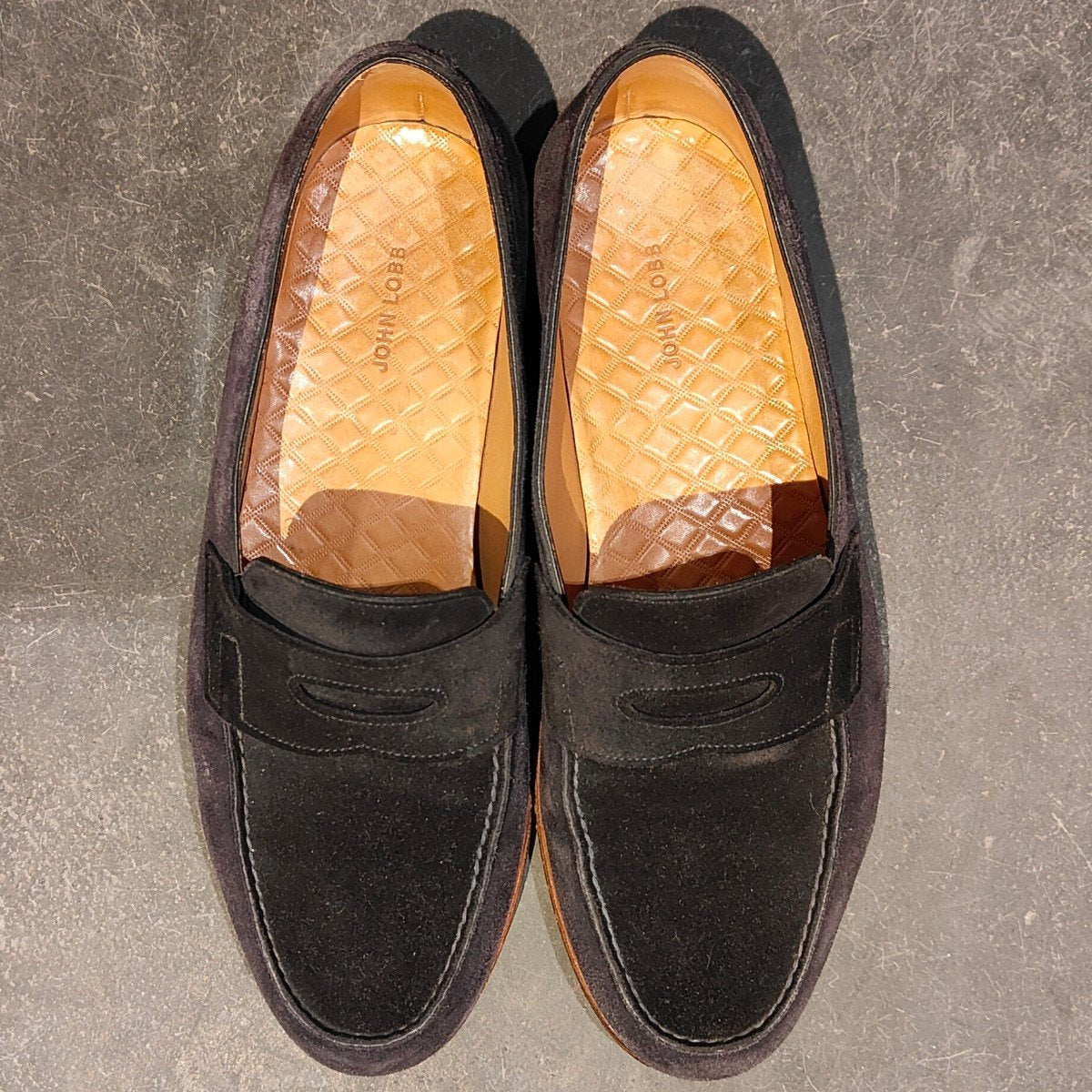 【JOHN LOBB】ジョンロブ ロペス ローファー スエード ネイビーブラックコンビ サイズ UK6E 4395ラスト 参考定価￥283,800-