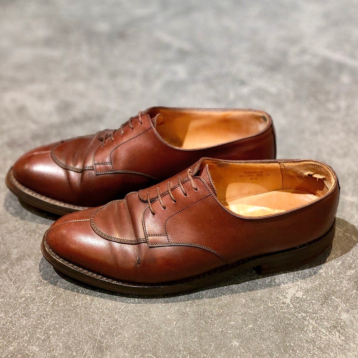 ※クラックあり【J.M.WESTON】ジェイエムウエストン 旧旧ロゴ 598 ハーフハント Uチップ カーフ ブラウン サイズ UK6.5D 22ラスト 参考定価￥176,000-