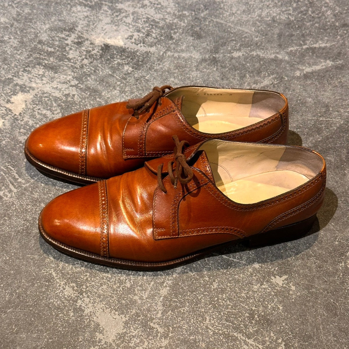 【TANINO CRISCI】タニノクリスチー  キャップトゥダービー カーフ ブラウン サイズUK8D