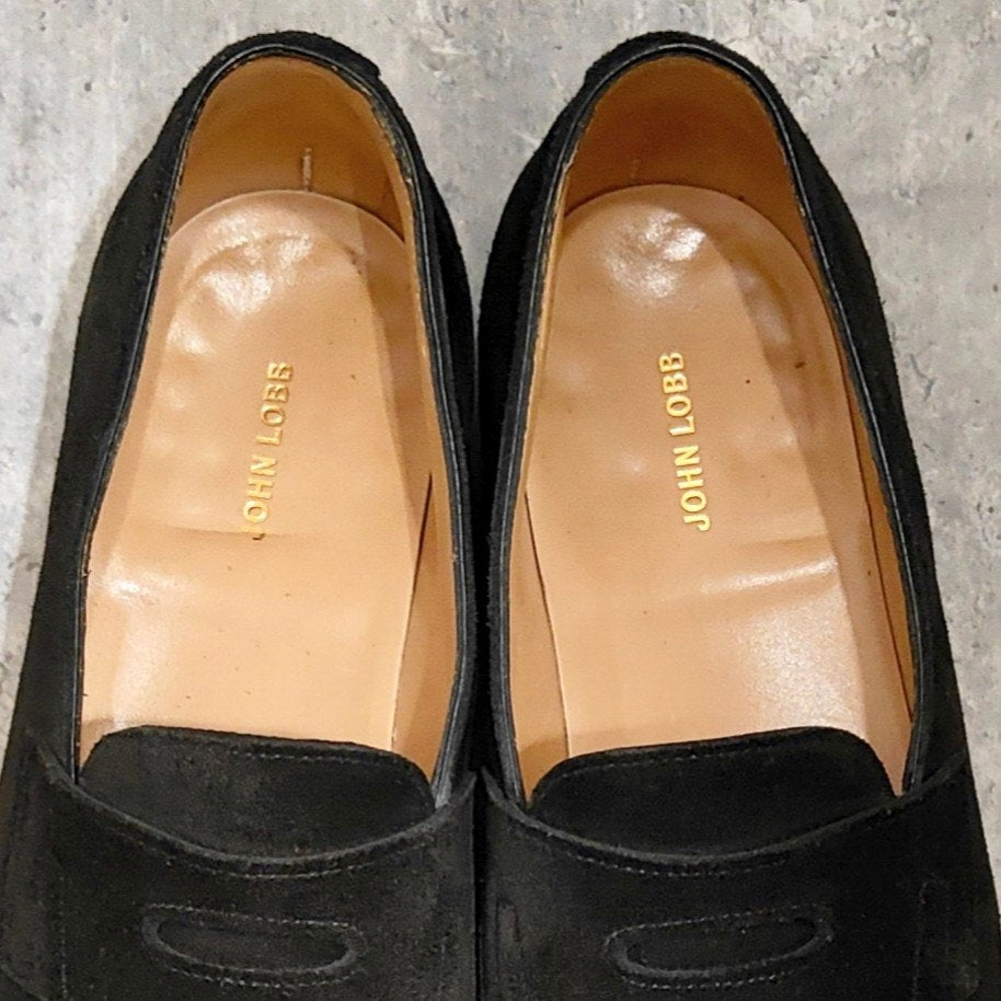 極美品【JOHN LOBB】ジョンロブ ロペス ローファー スエード ブラック サイズ UK6E 4395ラスト 参考定価￥283,800-